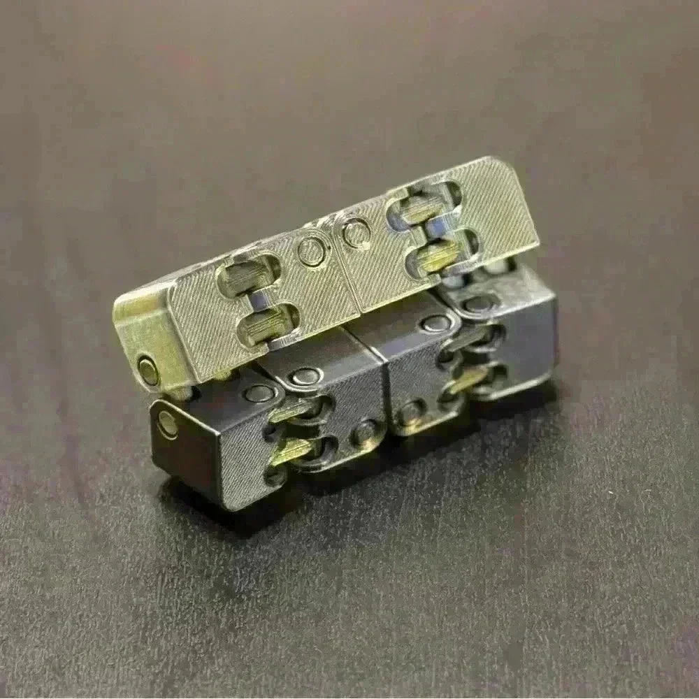 Handmade 3D Printed Metallic Fidget Infinity Cube, Great for Steampunk Decor